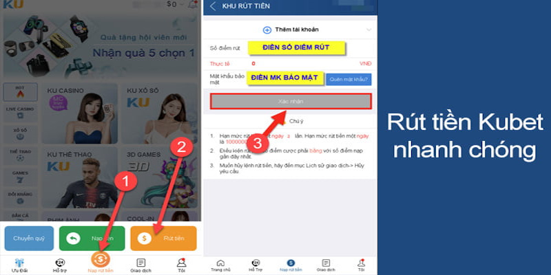 Chi tiết các bước rút tiền trên Kubet